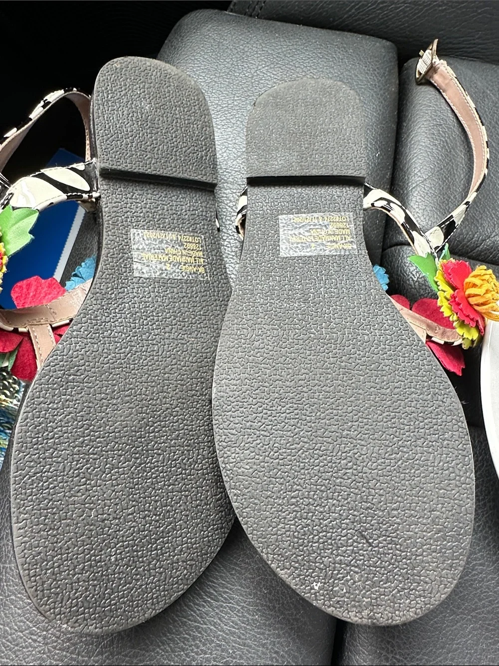 Betsey Johnson Girl’s  Floral Embellished  Sandal - Colorful Flower -Size 2
